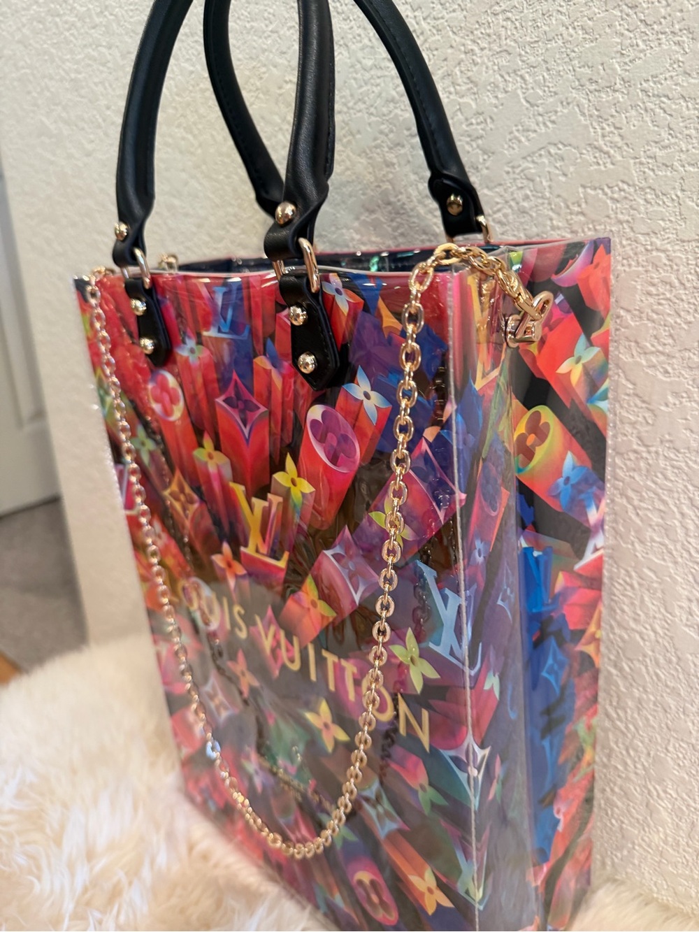 Louis Vuitton LV Shopping Tote Crossbody Bag PVC Cover Limited Edition Multi - Picture 5 of 7